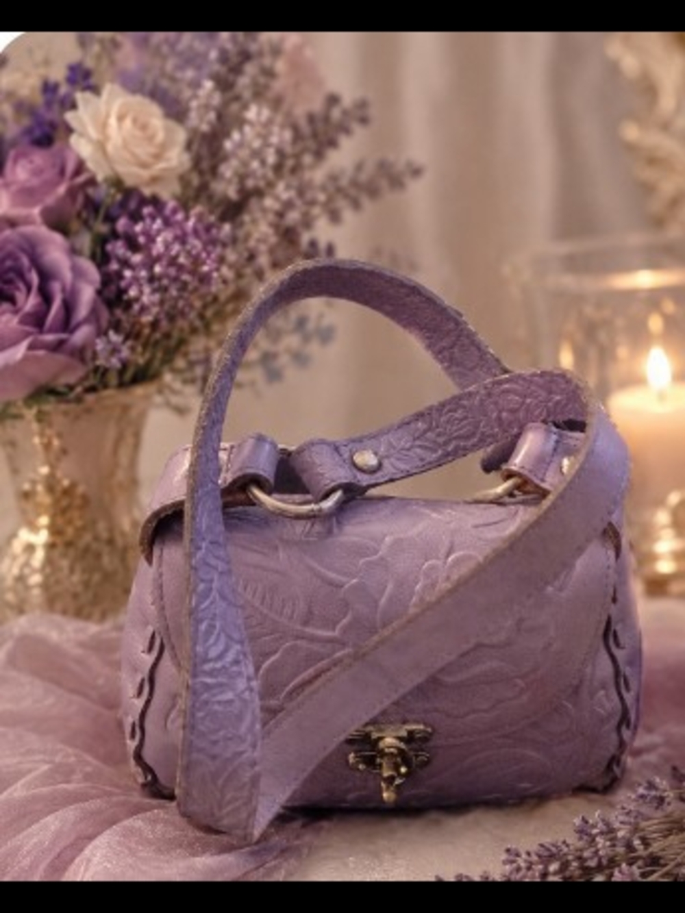 Patricia Nash Micaela Lavender Embossed Leather Satchel Handbag NWOT